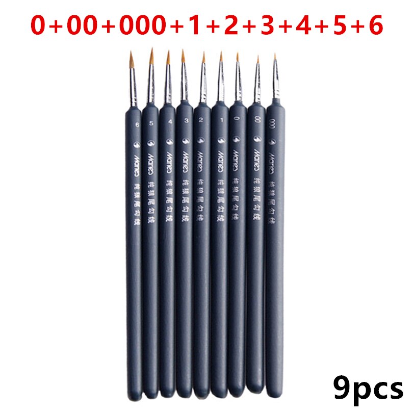10Pcs/set Nylon Artist Paint Brush Watercolor Acrylic Wooden Handle Painting Brushes Art Supplies Stationery: O