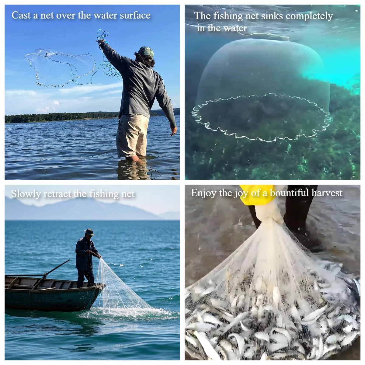 Rete da pesca americana in acqua salata con piombo in zinco e secchio impermeabile 3/4/5/6/7/8/9/10Ft raggio lancio rete da pesca trappola per esche