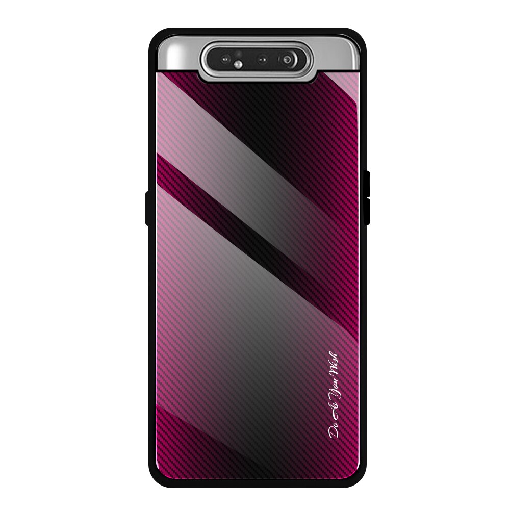 Vetro temperato di Caso Per Samsung Galaxy A80 A90 UNA Copertura Della Cassa 80 90 UN 80A Gradient Shell Per Samsun A80 a805 Stripes Caso Fundas: For A80 / 04