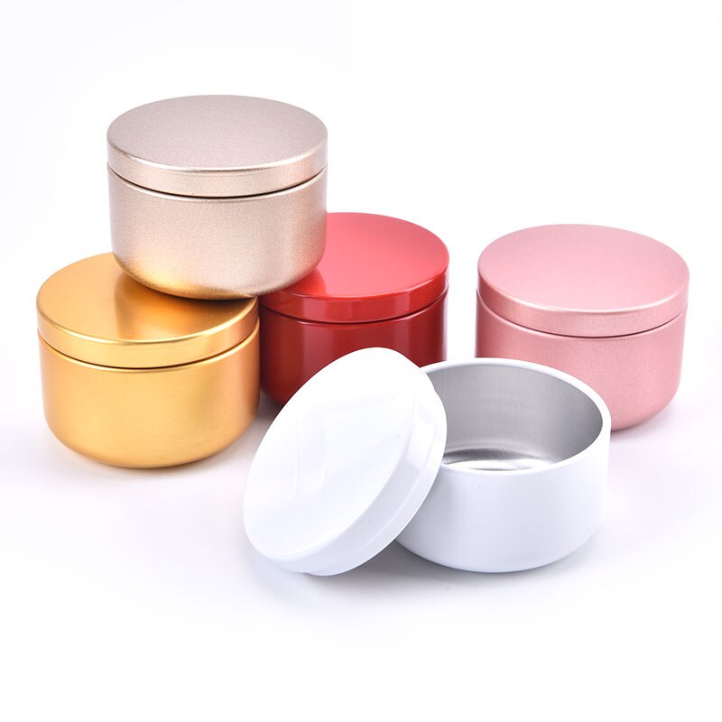 1Pcs Kaars Tin Ronde Metalen Blikken Doos Kaars Tin Aluminium Jar Opslag Reizen Blikken Ronde Metalen Blikken Kaars Containers kaars Potten