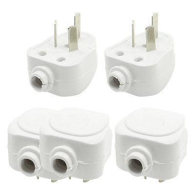 Wit AC 250 V 10A 3 Platte Pin AU Plug Rewirable Connector Adapter 5 stuks