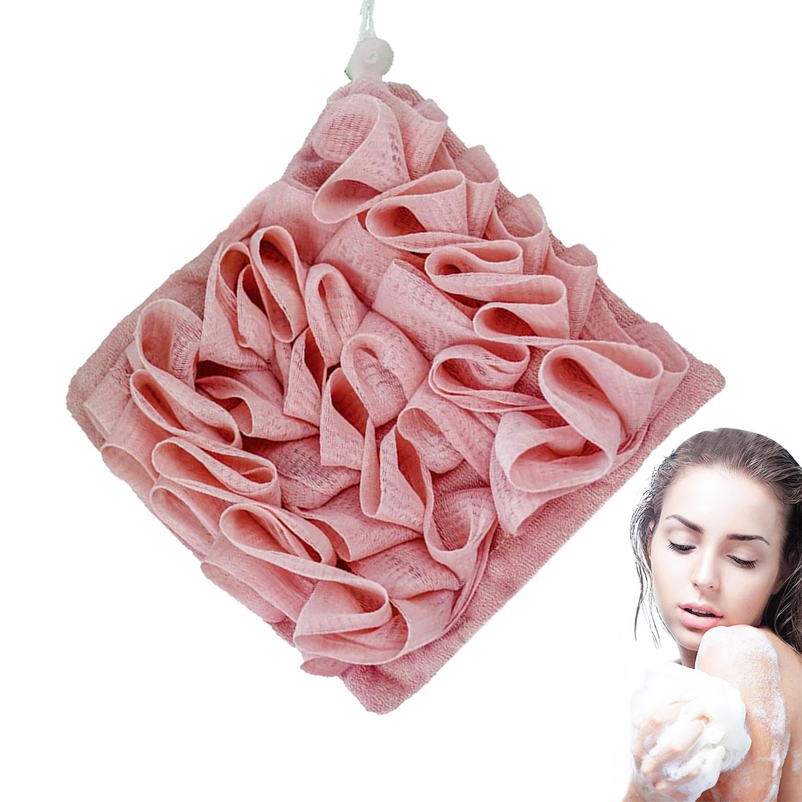 2 in 1 Bath Loofah Sponge with Drawstring Ball Bath Long Lasting Use Deep Cleansing Mesh Shower Sponge Mesh Shower Sponge