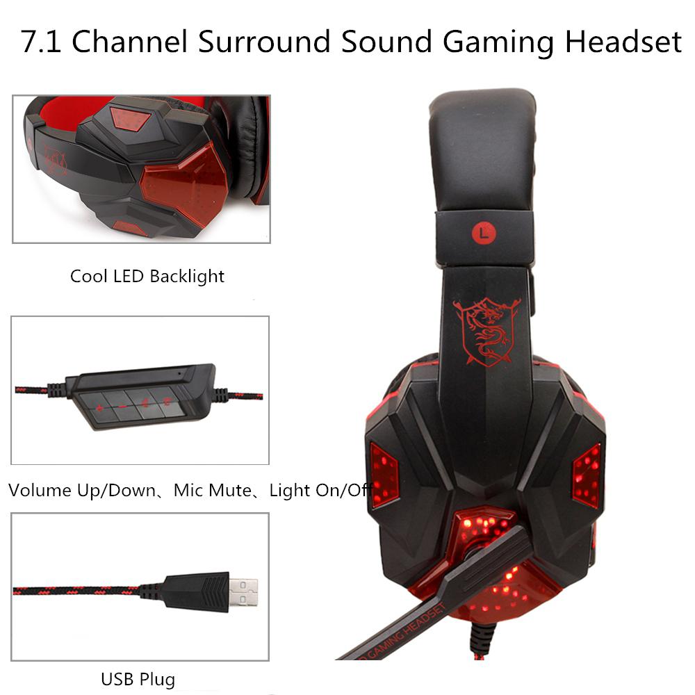 HobbyLane Gaming Headphones - USB 5.1 Stereo, Foldable Headset with Mic, Active Noise Cancelling for PC Gamers: Black red