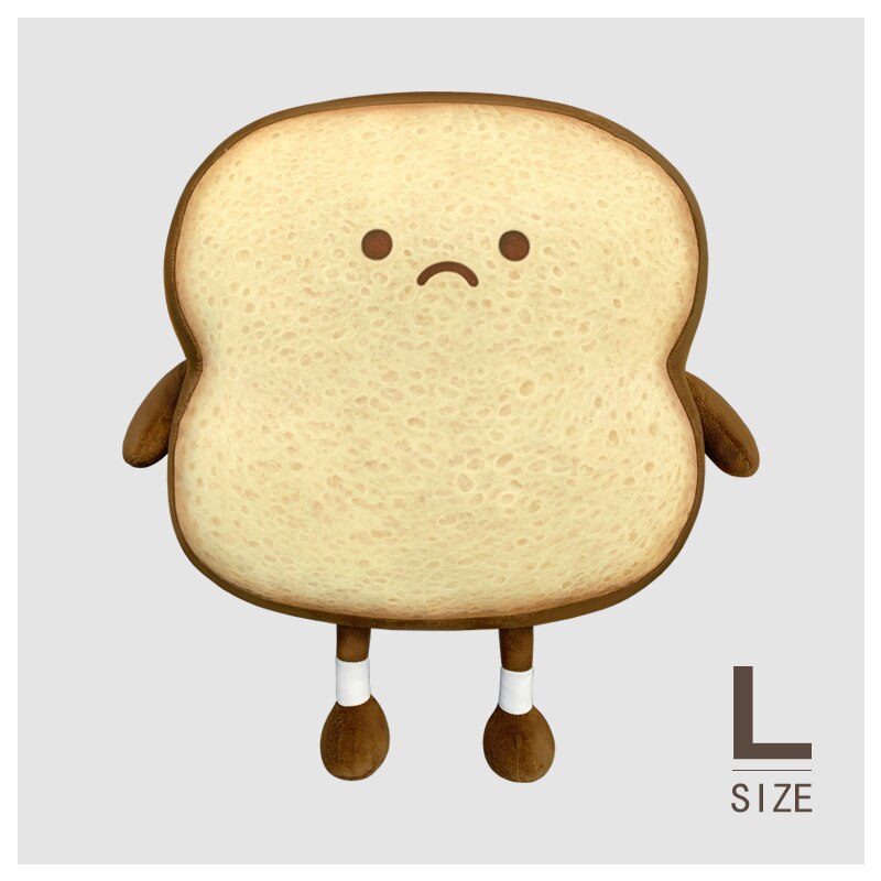 Emotional Bread Toast Plush Pillow Happy Angry Cartoon with Legs S-XL Snack Decor Food Pillow: 40cm Dark Brown L