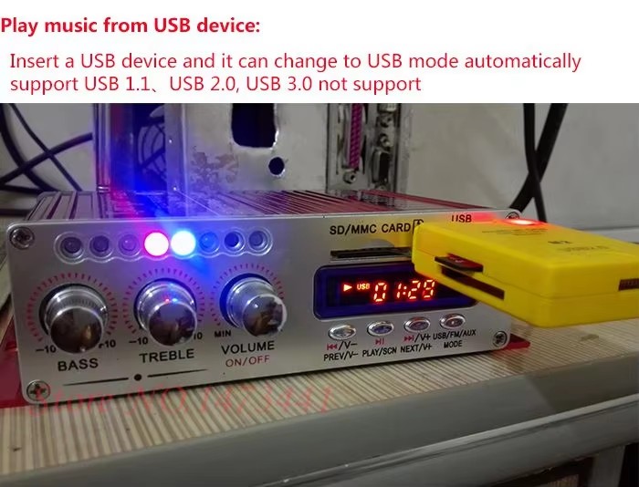 DC 12V Mini Bluetooth Amplifiers Headphone Amp SD/USB Play FM Radio With Remote Control For Home/Car Dac