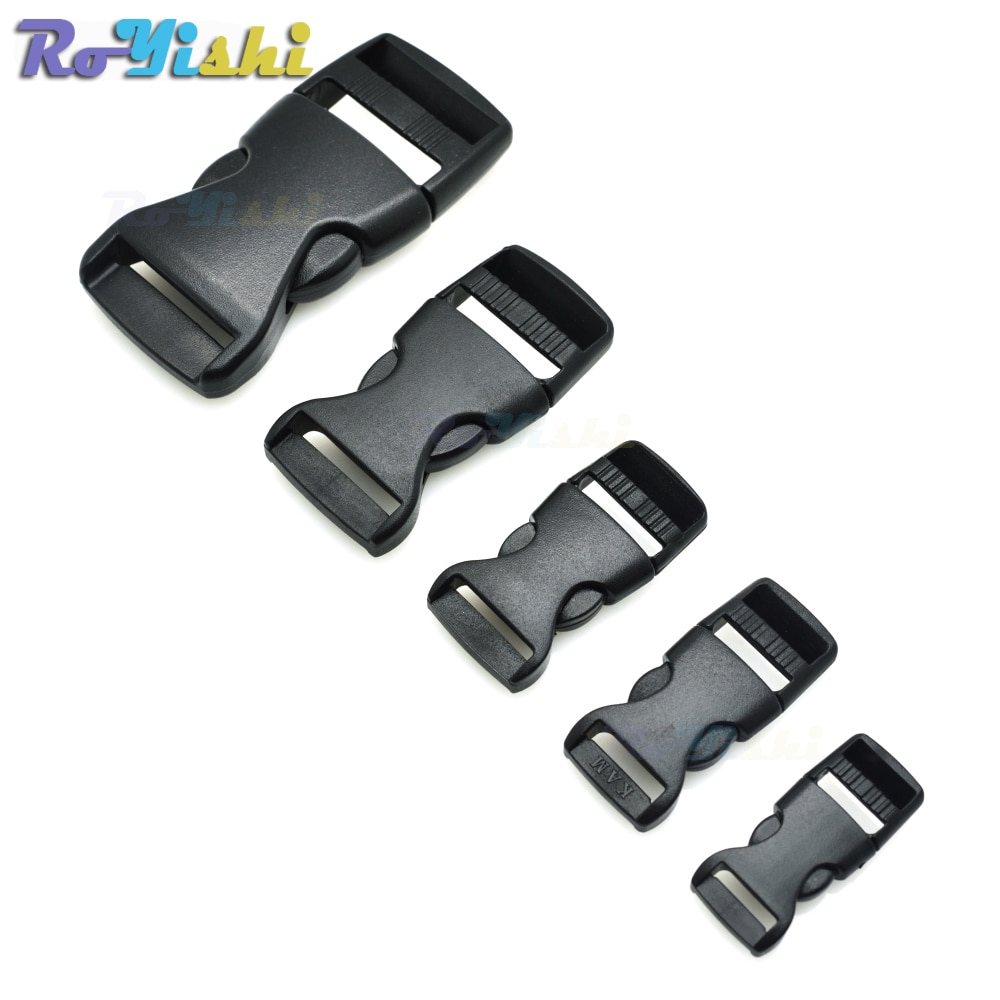 Plastic Side Release Buckles For Paracord Bracelet / Backpack Black