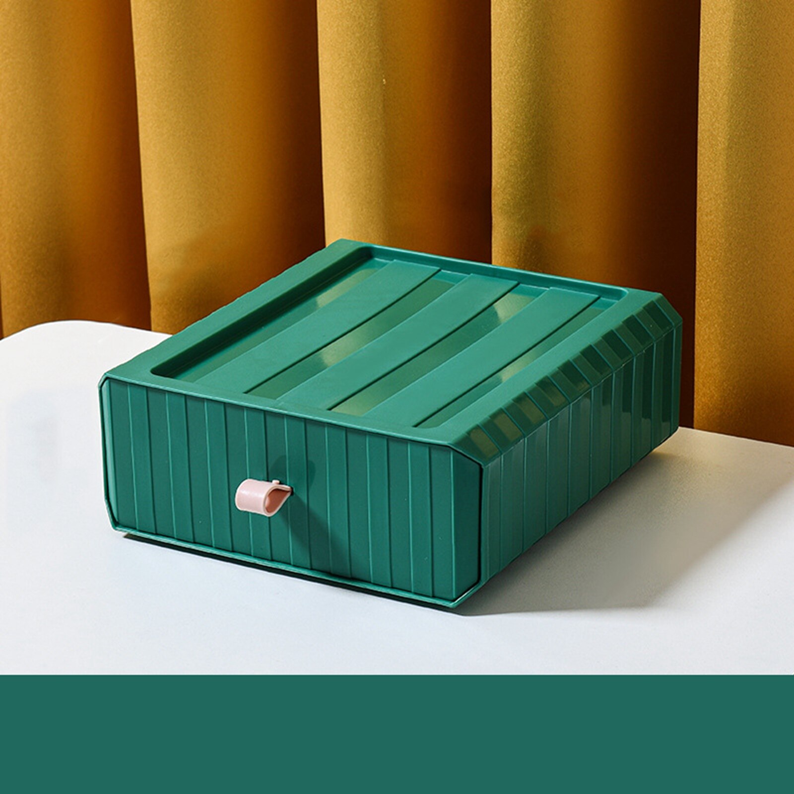 Multifunctional Drawer Storage Box Desktop Storage Organizer for Cosmetics Student Stationery Small Sundries: Green