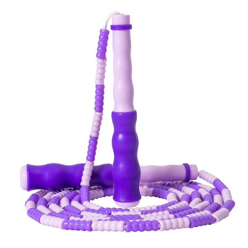 Cuerda para saltar con cuentas suaves ajustables de 2,8 m de longitud, cuerdas para saltar para niños para Fitness en interiores y exteriores: Morado