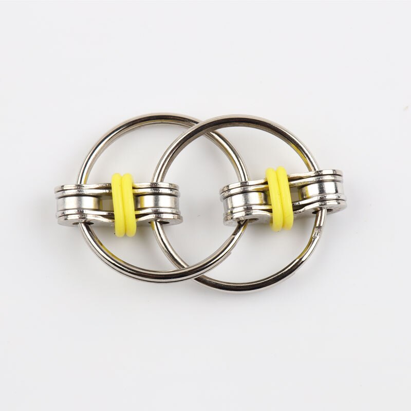 Nowe Puzzle metalowe Fidget zabawka dla dzieci autystycznych łańcucha Fidget zabawki stres relief ADHD Top Puzzle ręcznie Spinner breloczek zabawki sensoryczne: Yellow 18G
