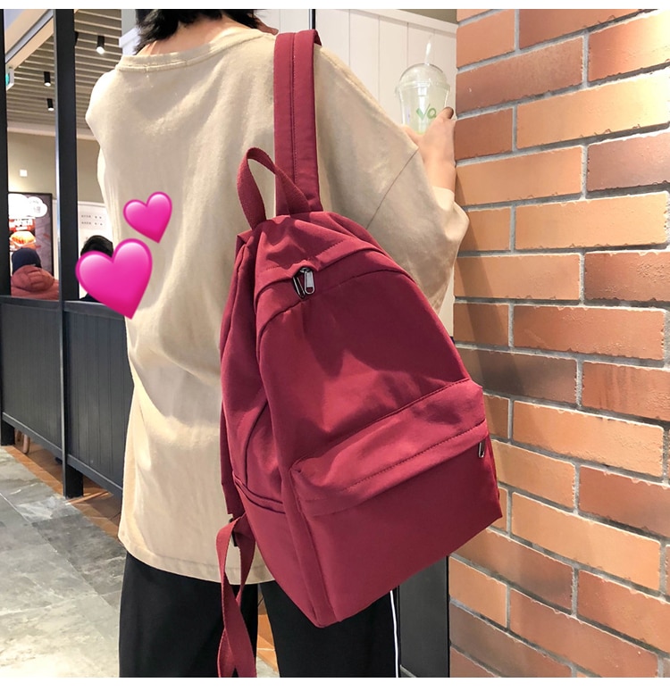 2022 Women Backpack Solid Color Shoulder Bag School Bag For Teenage Girl Children Female