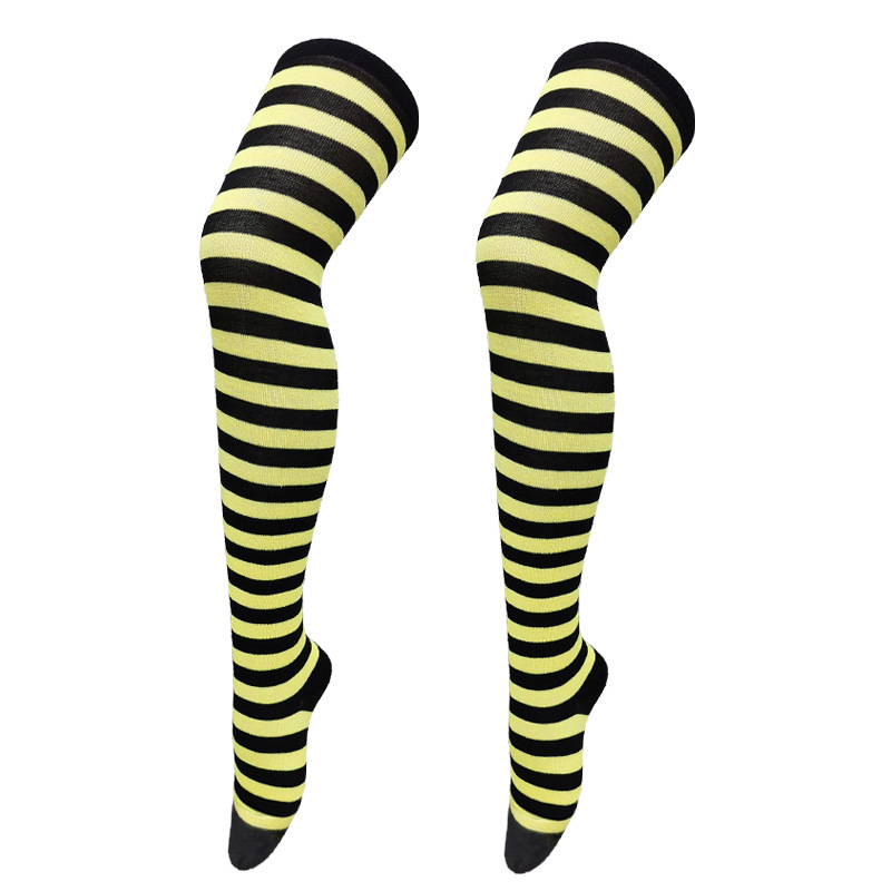 Calze a righe colorate Calzini sopra il ginocchio giapponesi Moda donna Mantieni caldi Soks Calze lunghe sottili sexy Calze a righe bianche nere: Rosso