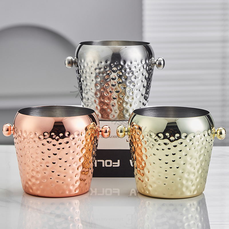 Cubo enfriador de vino y cerveza, 1L, 2L, soporte de almacenamiento de cubitos de hielo de acero inoxidable para Bar KTV, cocina, , Bar, champán, vino, cubos de cerveza