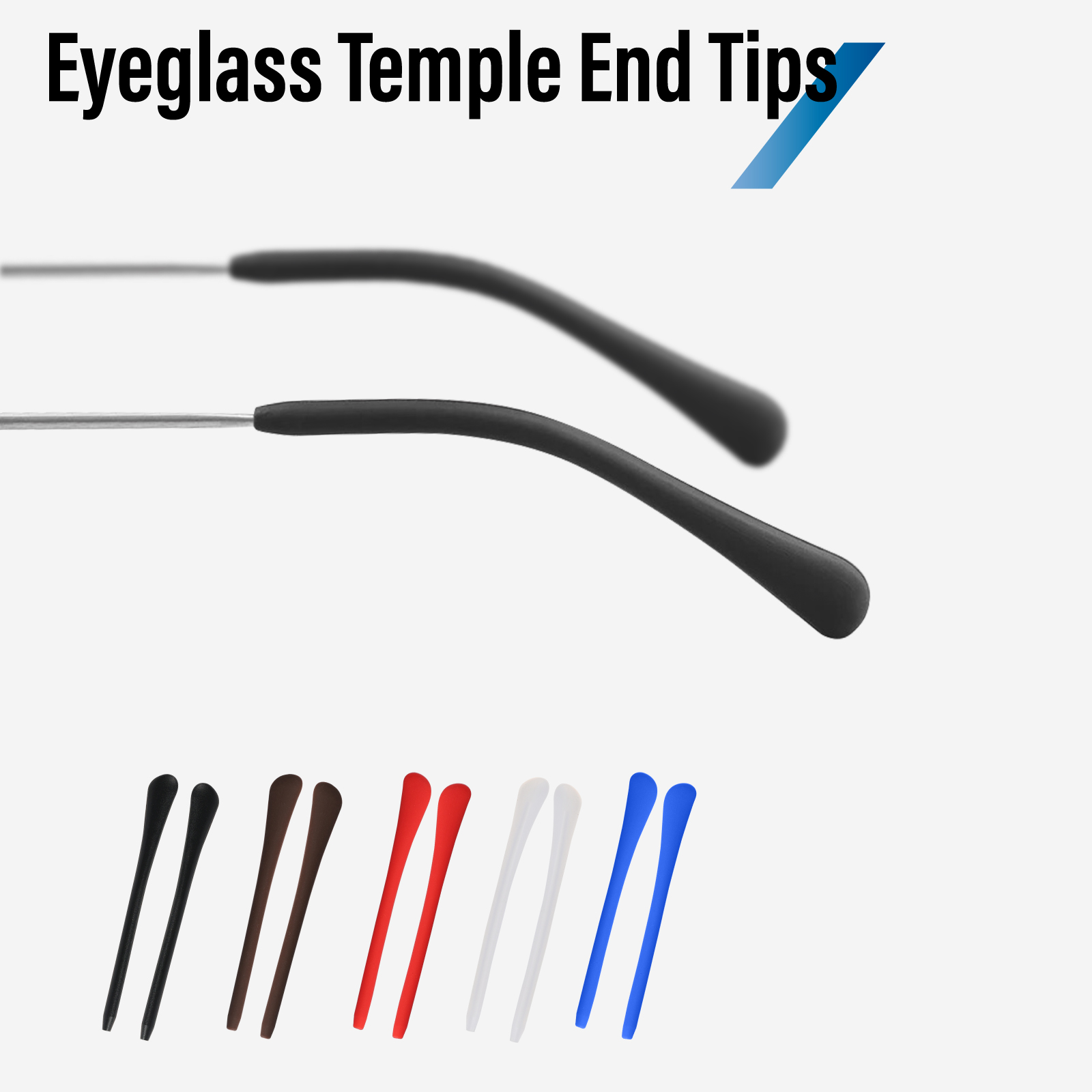 (50 pares) Puntas para patillas de anteojos Material de silicona Empuñaduras suaves para las orejas Agujero redondo de 5 colores para tienda de gafas y Hospital ocular