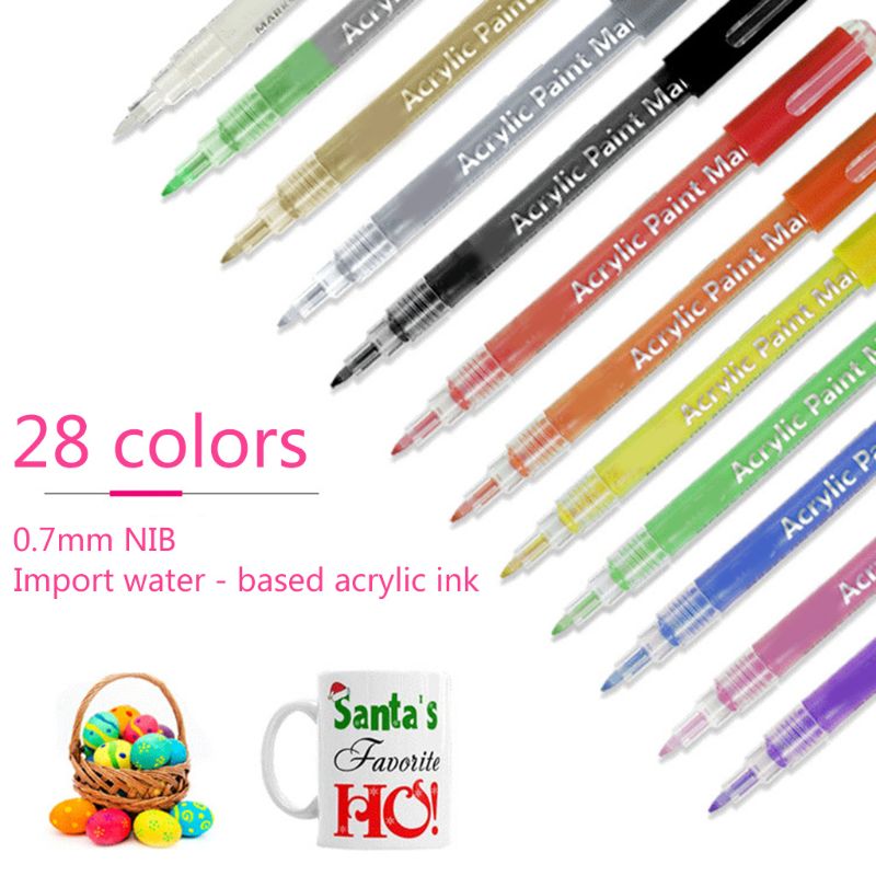 12/28 colores punta fina lavable acrílico pintura marcadores para cerámica vidrio madera lienzo Scrapbooking niños artesanía