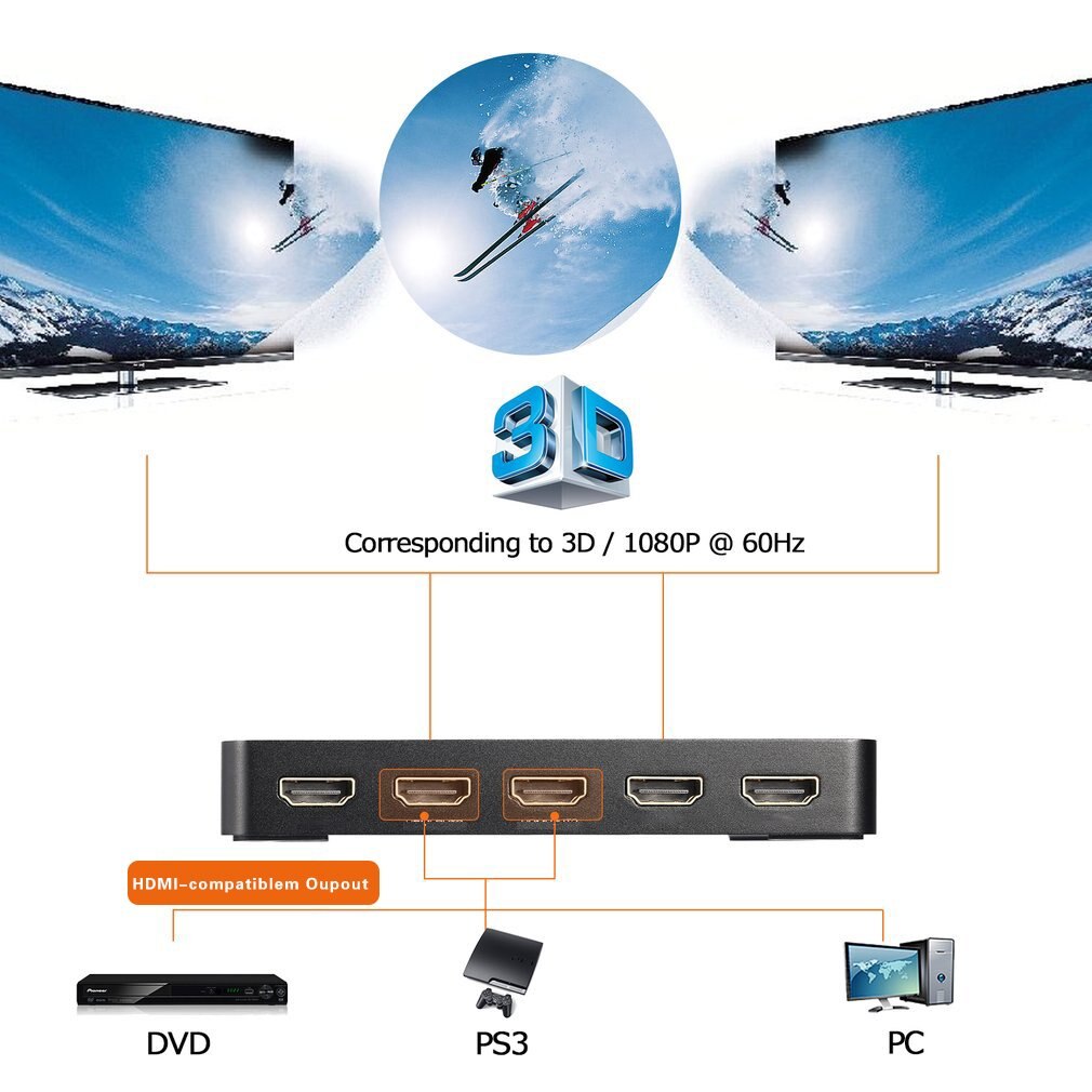 Mini HDMI Switcher 4 K HD1080P 4 Port HDMI Switch Selector Splitter Met Hub IR Afstandsbediening Voor HDTV DVD Z2