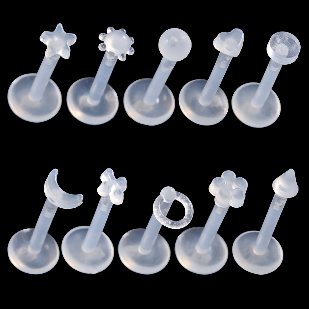 Helder acryl oor tragus helix kraakbeen piercing bioflex flexibele labret houder lip stud acryl basic piercing lichaamssieraden