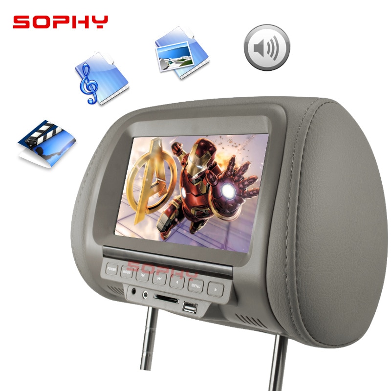 Universal 7 inches Automobile Car Headrest Monitor Rear Seat Entertainment Multimedia Player General AV USB SD MP4: SH7038MP5-Gray
