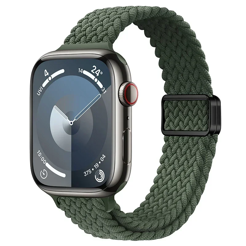 Bracelet en Nylon pour Apple Watch 9 8 7 45mm 41mm Ultra 49mm, boucle tressée mince, iWatch 6 5 4 SE 44mm 40mm 10 46mm 42mm: Blue pink / 12mm