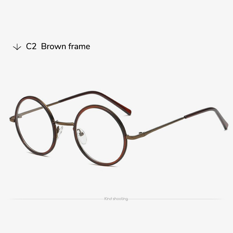 Toketorism vintage pyöreät silmälasit nainen mies retro lasit optiset kehykset: Ruskea
