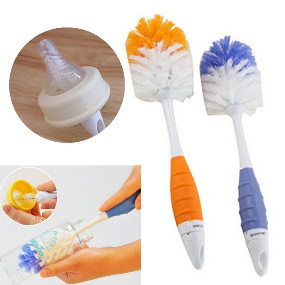 2pcs/set Environmental Baby Bottle Brushes For Cleaning Kids Milk Feed Bottle Nipple Pacifier Nozzle Spout Tube Cleaning Brush