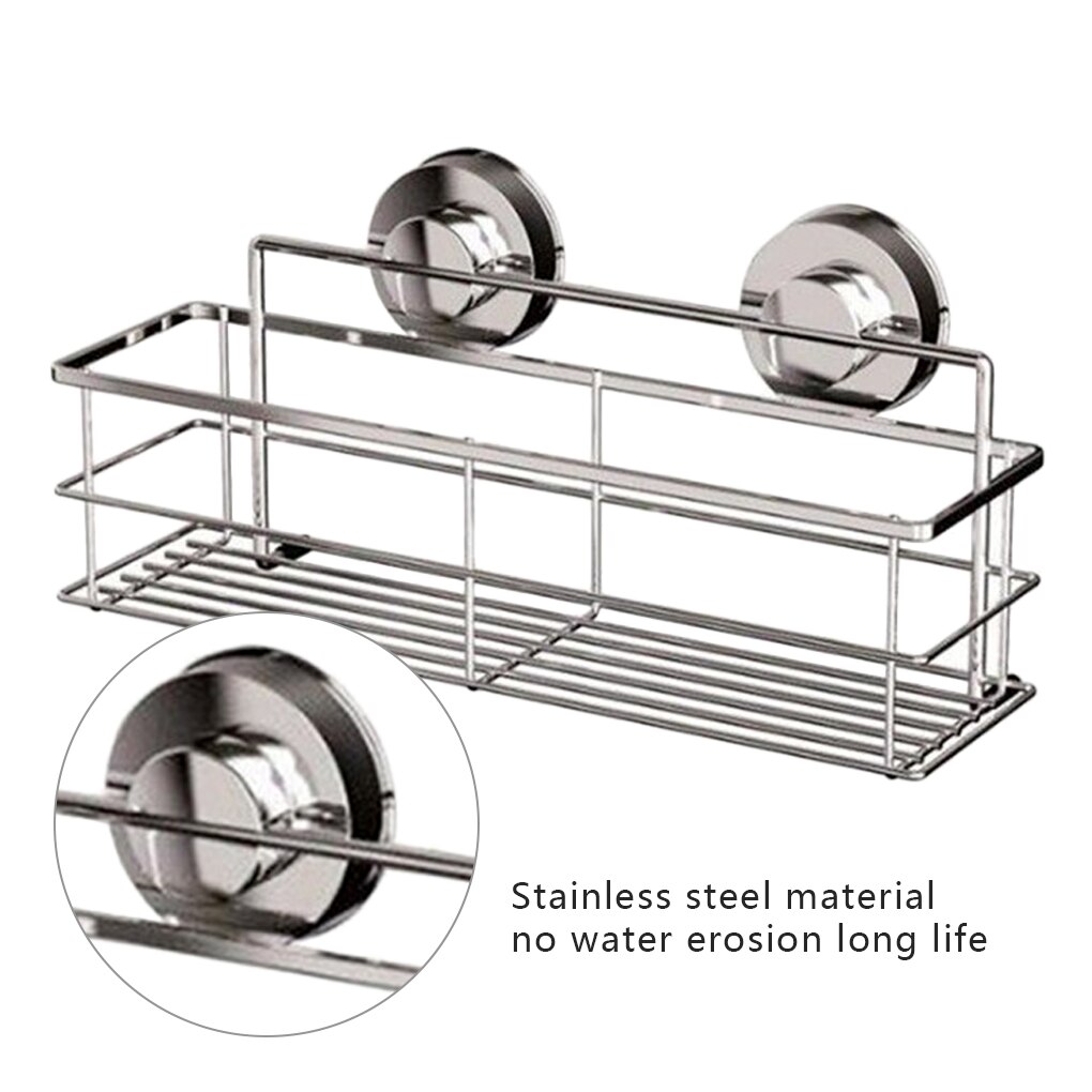 Soporte de almacenamiento de acero inoxidable, soporte de montaje en pared para baño profundo, ventosa, champú, Gel de ducha, accesorios de baño