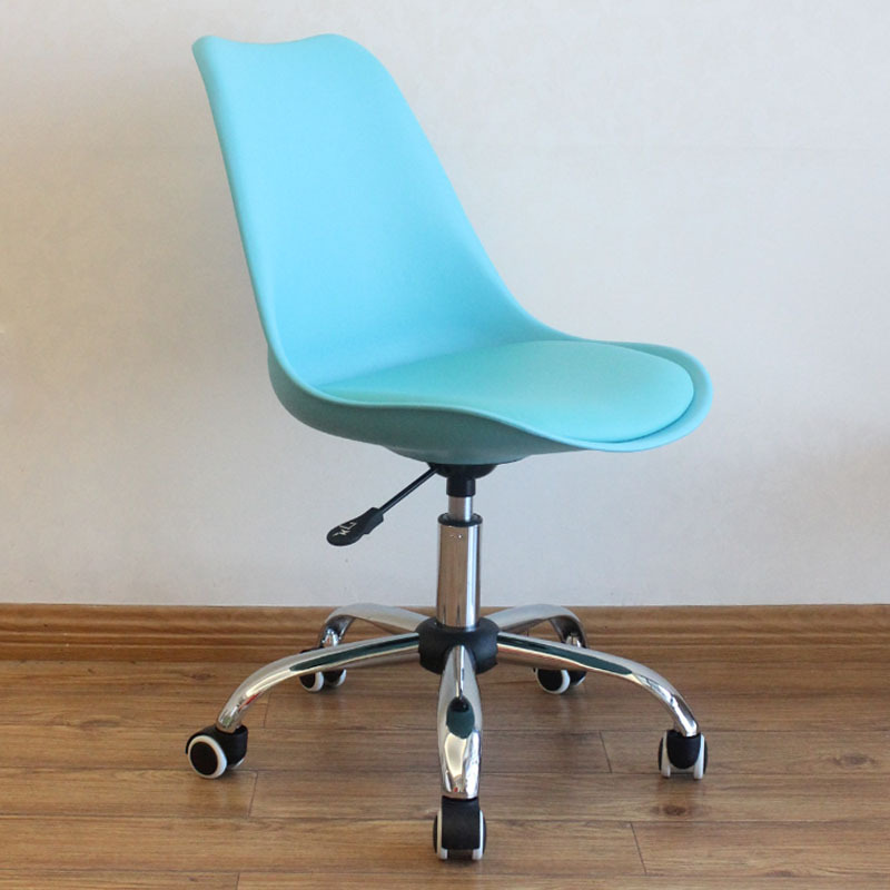 Computer Chair Home Modern Simple Lazy Desk Office Lifting Rotating Pulley Backrest Seat Student Small Chair: Sky blue PP