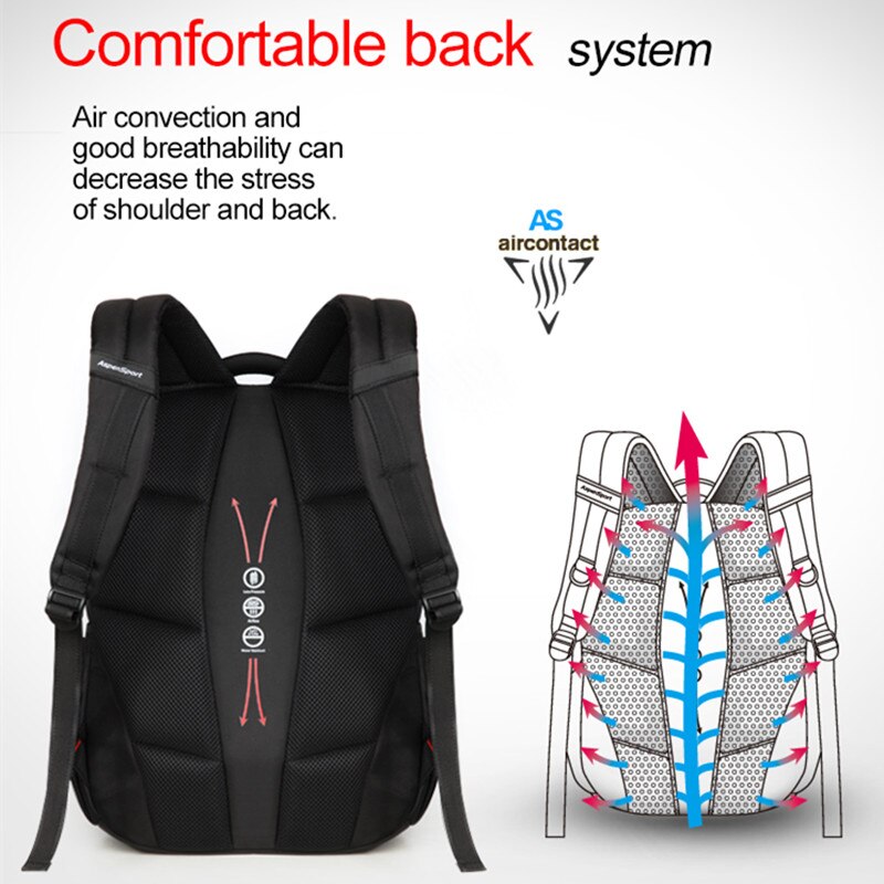 AspenSport Top Brand Waterproof Backpack Unisex Men's Backpacks for Laptop Women Notebook Bag Backpack 15.6 to17 Inch