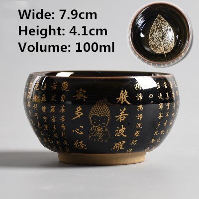 Herz Sutra Tee Tasse Blatt Meister Tee Becher Persönliche Zen Buddha Tee-einstellen Tasse Prämie Heimat Leben Tee Zubehör: Schwarz B