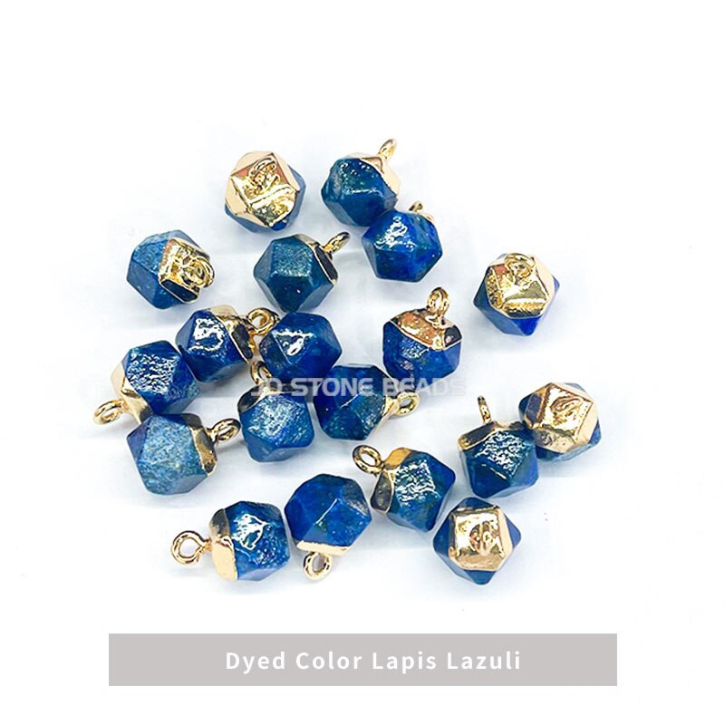 5 teile/paket Natürliche Stein Galvani Gold Rand Runde Anhänger Amethysten Kristall Achat Anhänger Perlen Frauen Mädchen Schmuck: Dyed Lapis Lazuli