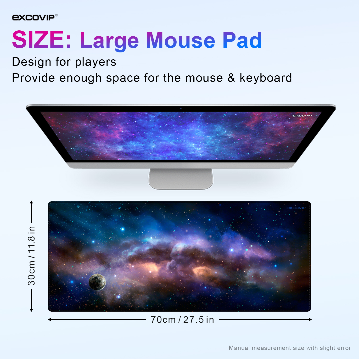 EXCO Spielen-Tastatur-Mauspad, groß, erweitert, für Computer, Büro, große Schreibtischunterlage mit genähtem Rand, rutschfeste Basis für Heim-Laptops