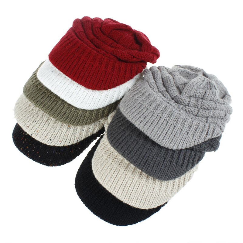 Women Ponytail Beanies Autumn Winter Hats Female Soft Knitting Caps Warm Ladies Skullies For Female Knitted Baseball Cap