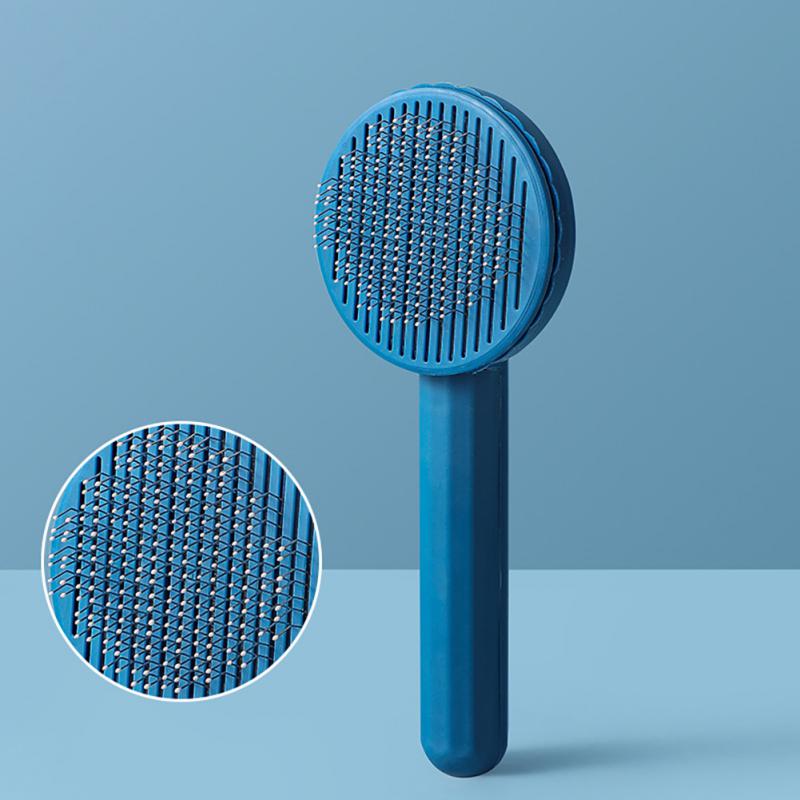 Huisdier Kat Borstel Hond Kam Haar Remover Schraper Huisdier Haar Kam Zelfreinigende Slicker Brush Voor Katten Massages Kam Schoonheid producten: blue