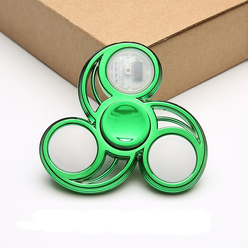 Colorful Metal gyro Magic Wind Spinning ＆ Luminous LED light Fidget Spinner Hand Top Finger Hand Stress Relief Toys: Style 2-GR