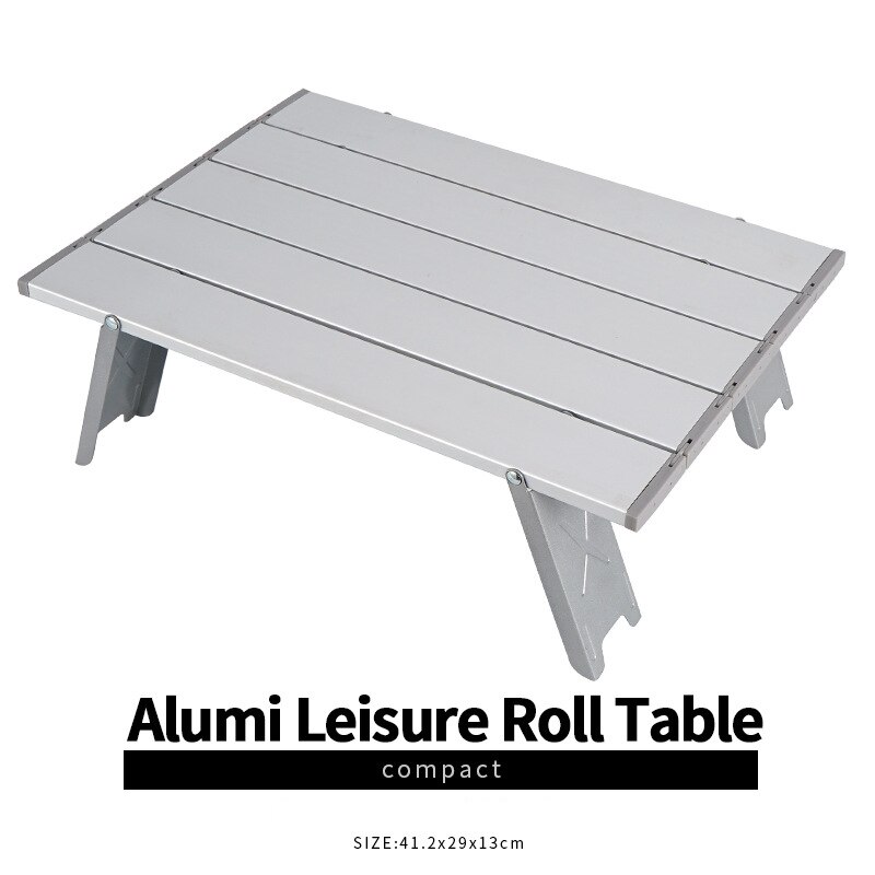 Outdoor Folding Table Beach Camping Backpack Portable Table With Carry Bag Ultralight Mini Garden Furniture Picnic Computer Desk: silver
