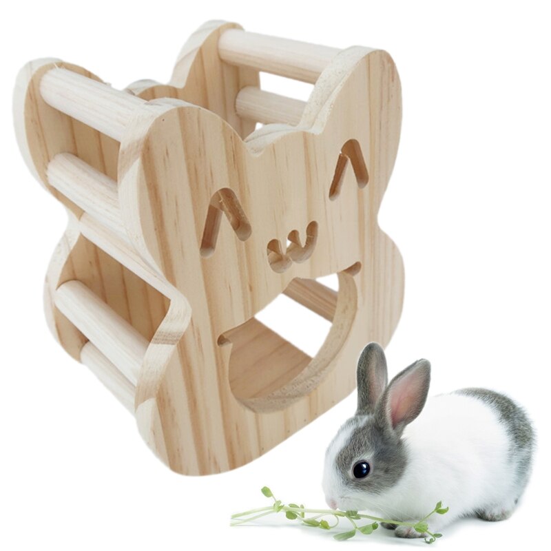 Wooden Rabbit Hay Feeder Wall-Mounted Hay Manger Hamster Guinea Pigs Food Feeding Rack Small Pets Chinchilla Grass Feeder Bowls
