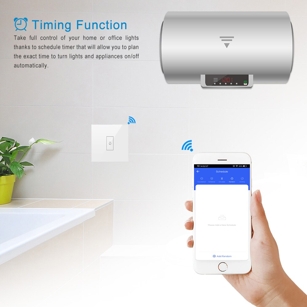 20A 4400W High Power WiFi Smart Switch for Boiler Water Heater Oven Electric Fireplace App Remote Control Timer Voice Command