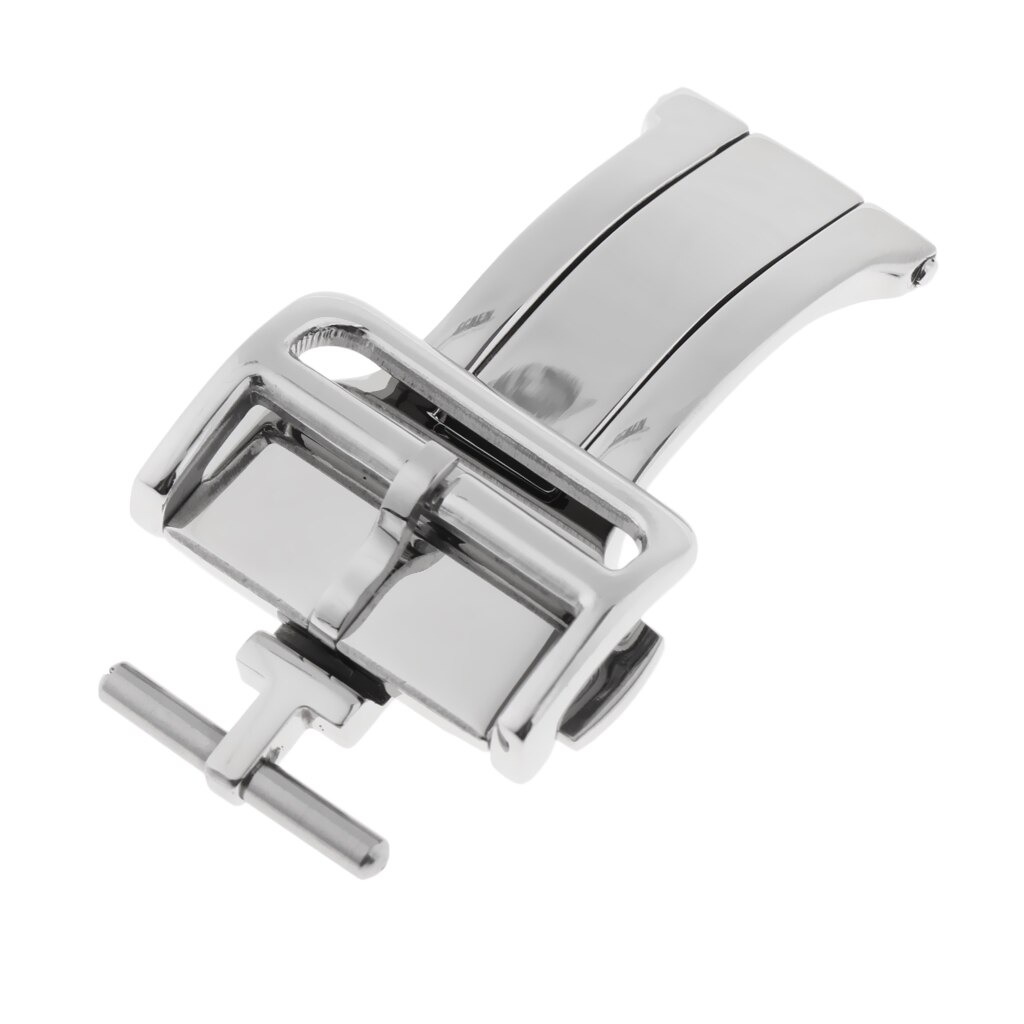 Stainless Steel Watch Band Butterfly Buckle Leather Strap Deployment Clasps Buckle Band Buckle Strap 18mm 20 mm watch band: 20mm