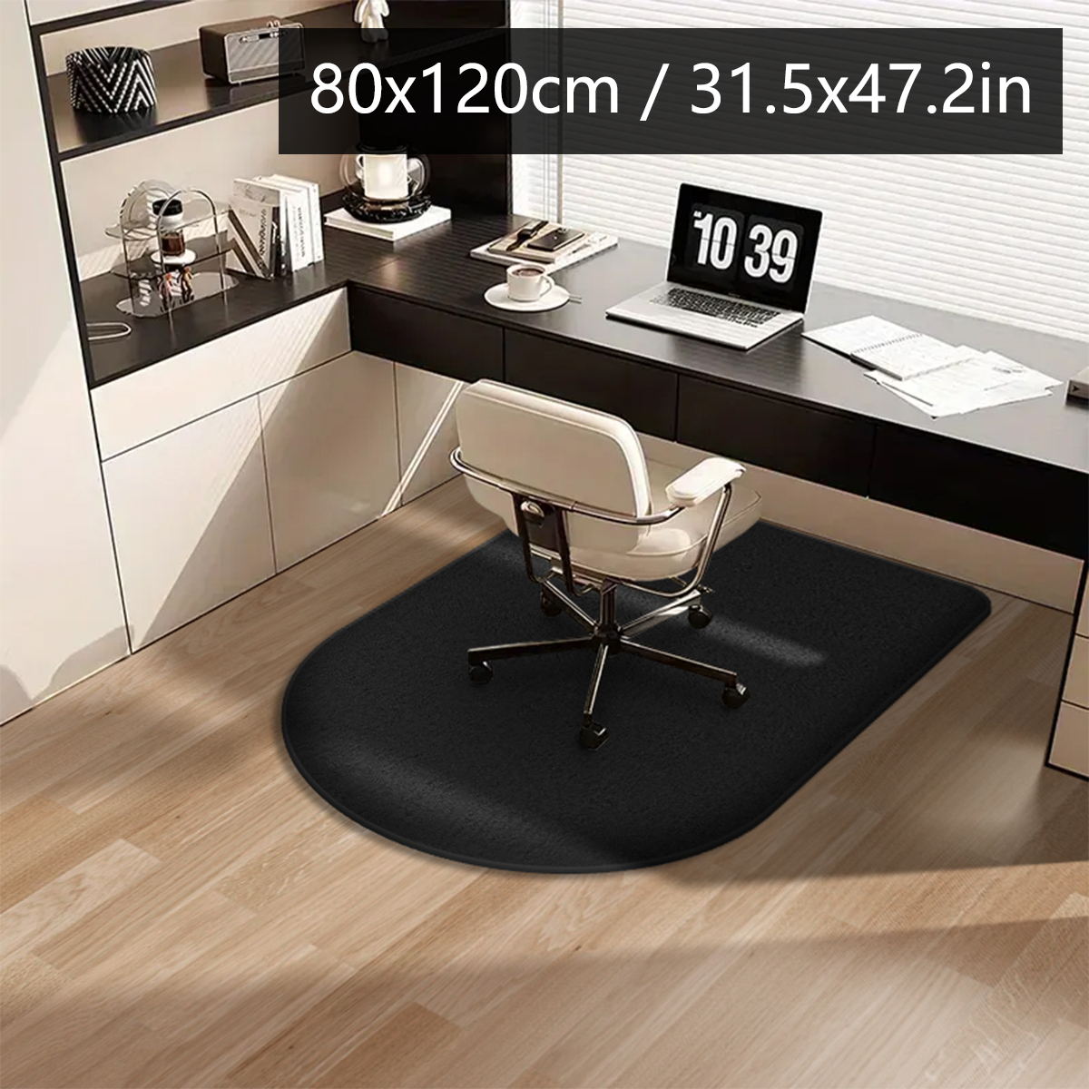 Solid color computer chair mat flannel floor mat thickened desk swivel chair arched carpet study soft dressing table foot mat: Light Grey
