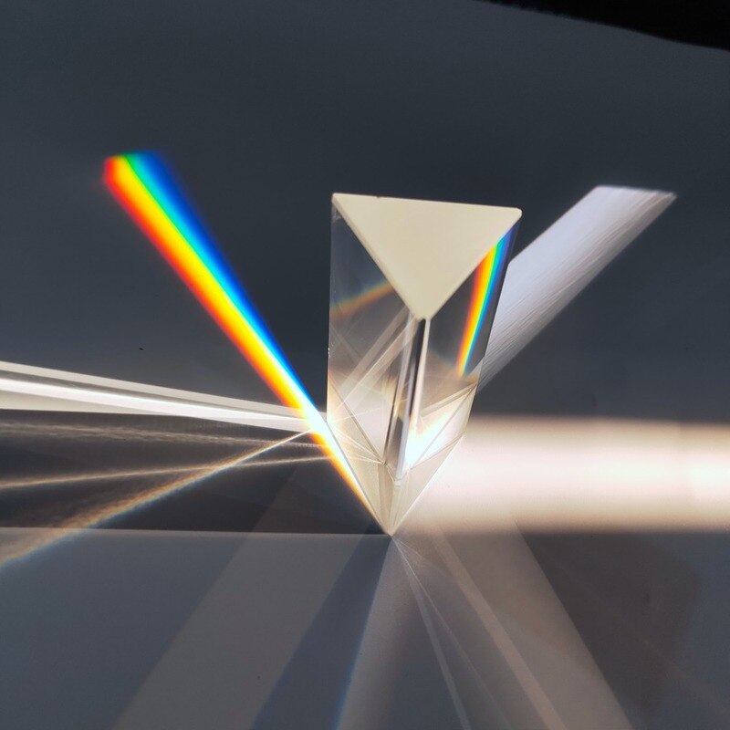 Prisme triangulaire BK7 15x15x87mm, prisme optique, verre, physique, enseignement, spectre de lumière réfractée, arc-en-ciel, pour enfants