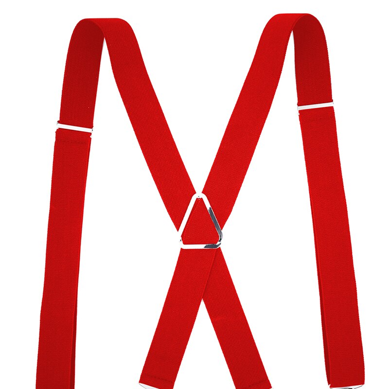 Vintage Shirt Suspenders Braces for Men X Back with Hooks Large Size Heavy Duty Suspensorio Tirante Trousers Pants Strap Bretele: Red