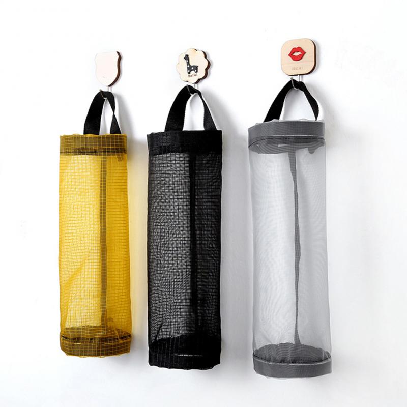 Garbage Baskets Convenient Home Kitchen Round Organizer Garbage Bag Sundries Plastic Bag Holder Dispenser Hanging Storage Trash