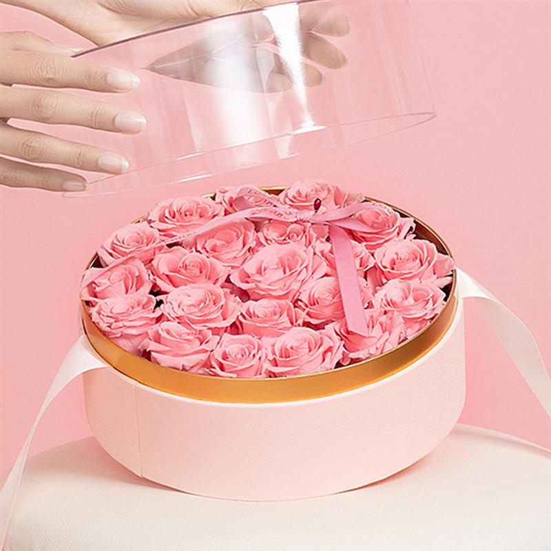 Preserved Flower Box Long Lasting Flower Box Bouquet Packaging Box With Window Mother'S Day Immortal Flowers Box