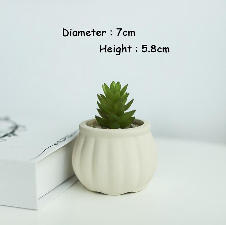Macetas pequeñas de escritorio para hogar y oficina, maceta redonda gris para plantas, Mini soportes de cerámica para plantas, suculento de Cactus, macetas de flores: 1