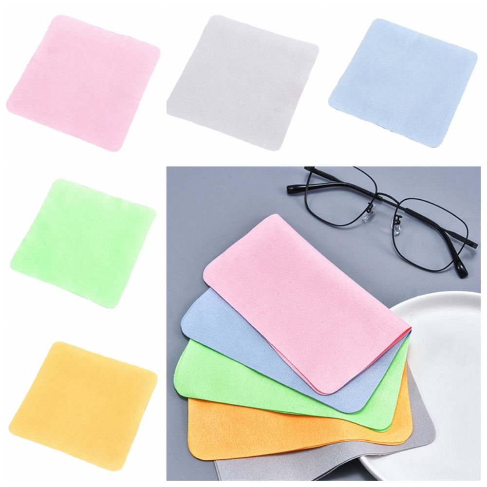 Pano de camurça para óculos, cor sólida, microfibra, limpador de óculos, lente limpa, tela de telefone, pano de limpeza de microfibra feminino