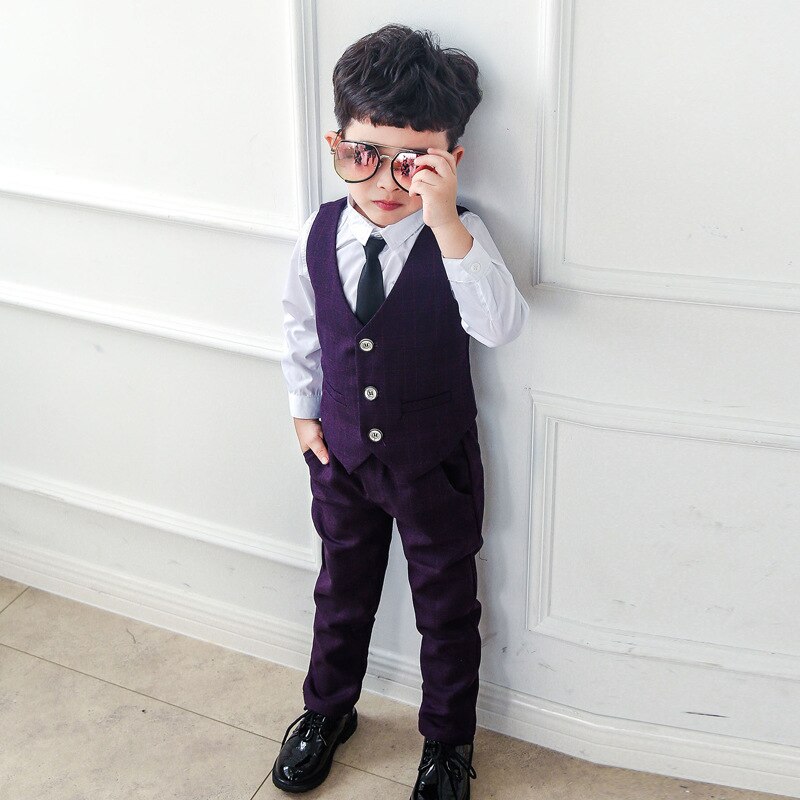 Barn kostym för pojkar smoking pojkar kostym för bröllop 3 st/set(kappa+väst+byxa) pojke kavaj bröllop baby kostym gentleman 3-10y