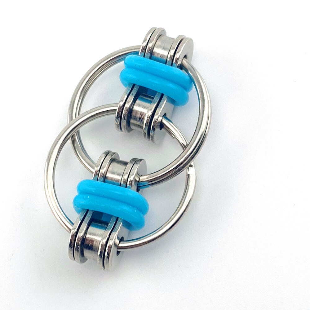 Metalen Puzzel Keten Fidget Speelgoed Voor Autisme Ketting Fidget Speelgoed Set Stress Verlichten Adhd Top Hand Spinner Sleutelhanger zintuiglijke Speelgoed: Light Blue