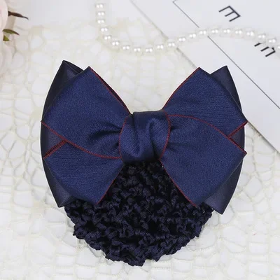 i-Remiel Floral Lace Satin Hairgrips Ribbon Bun Net Snood Bow Crochet Hair Clip Hair Accessories For Women Hair Clips Lady: Black Gun Plated