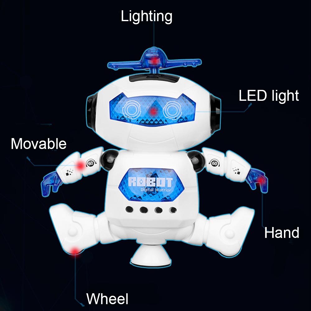 360 Degree Rotating Smart Space Dance Robot Walking Toy With Music LED Light for Children Electronic Astronaut Dance Toys