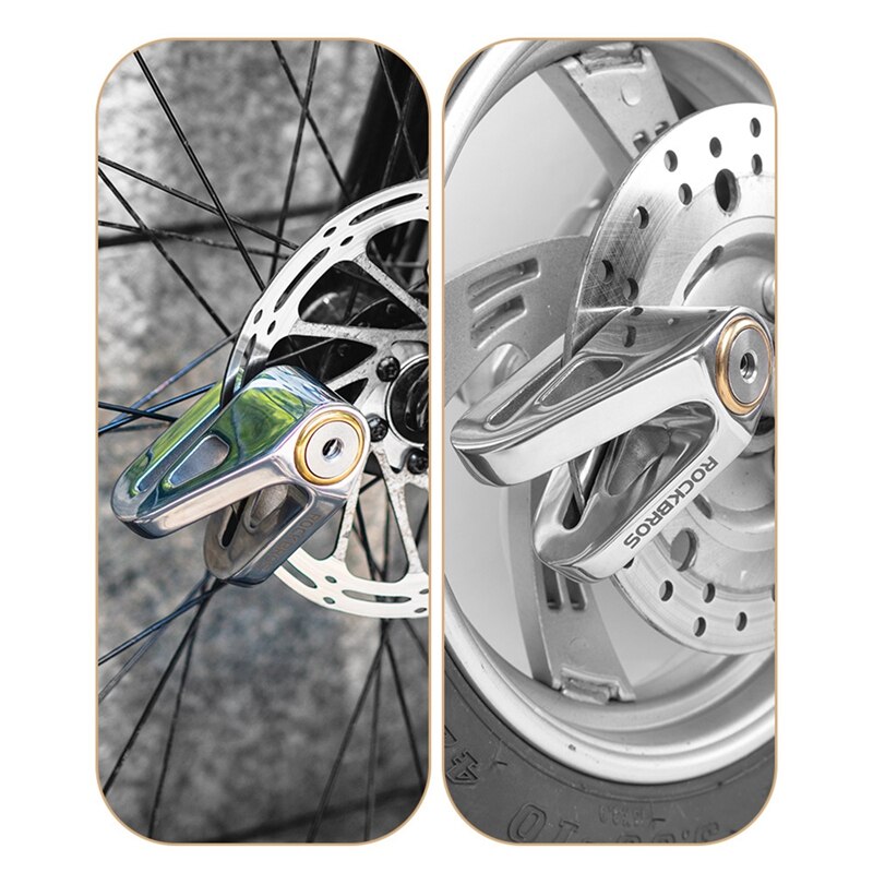 Rockbros fahrrad-scheibenbremsenschloss, wasserdicht, diebstahlsicher, radbremsenschloss für motorräder, roller, fahrzeuge und falträder