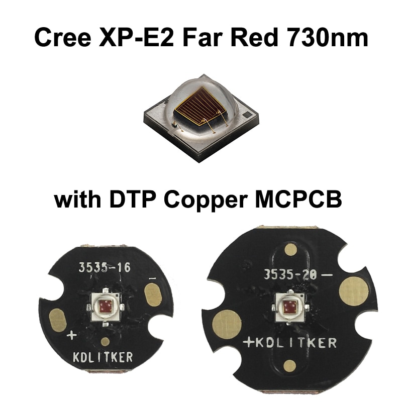 Cree xp -e2 28 f2 far red 730nm led emitter med kdlitker dtp kobber mcpcb  (1 pc)
